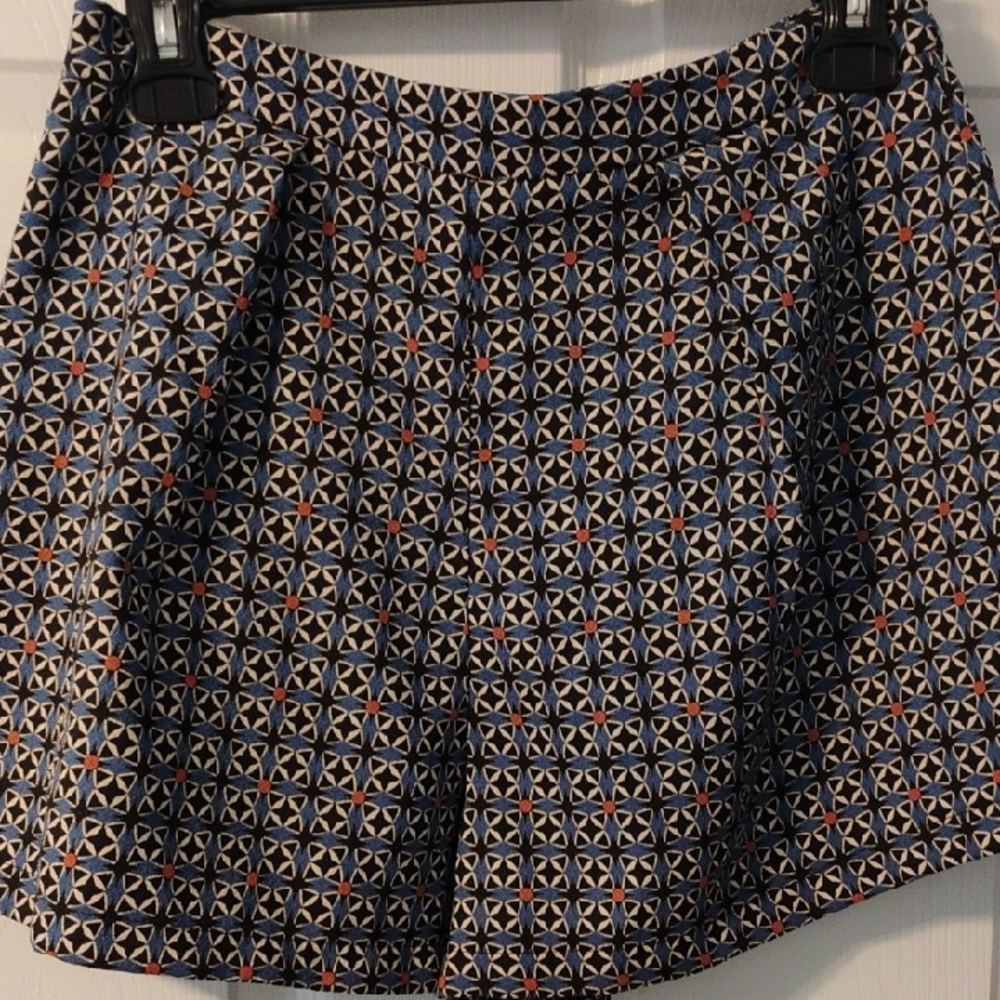 Lush Navy and Orange Patterned Women's Dress Skort